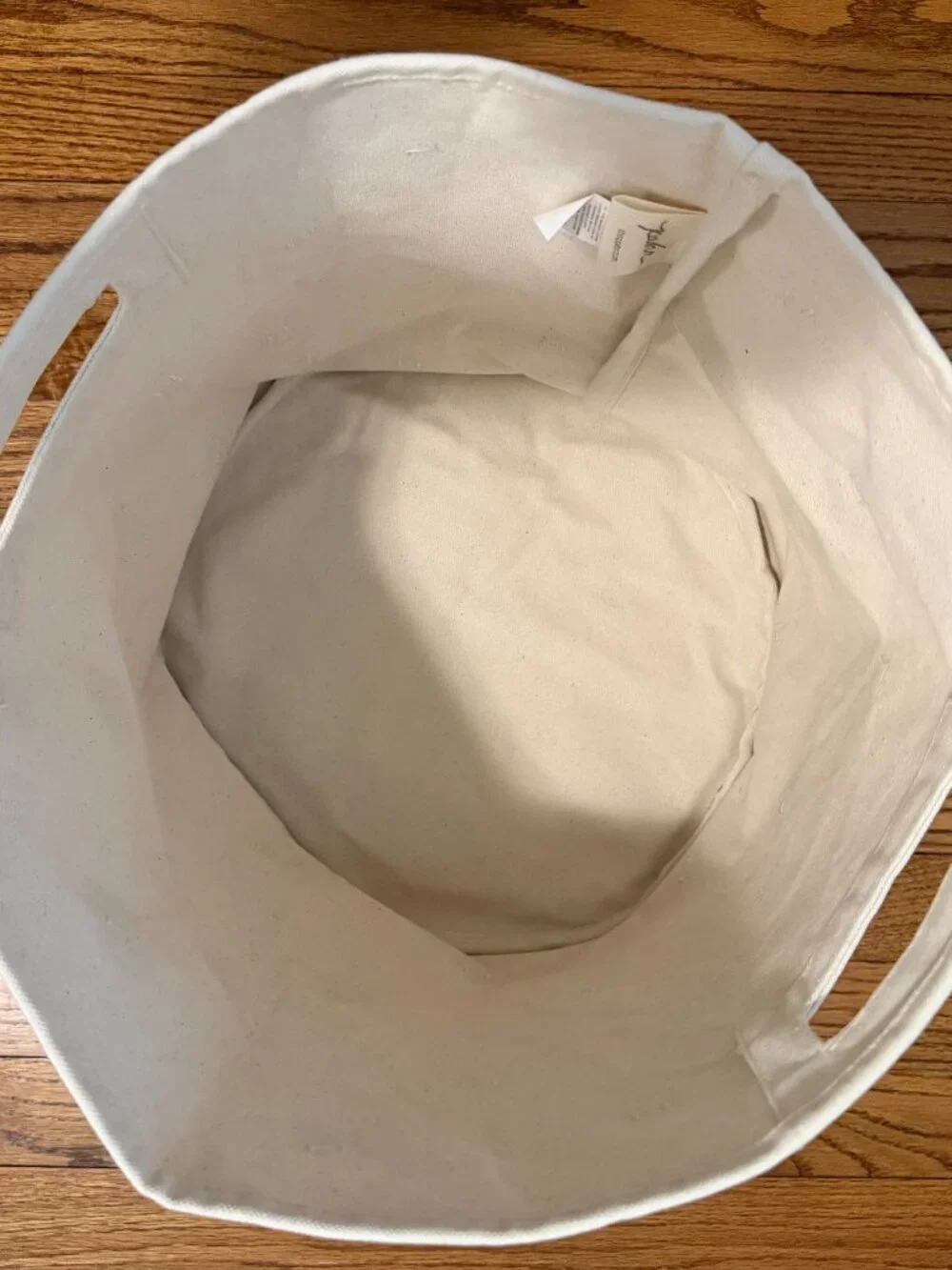 Like-New Pehr Pom Pom Basket Bin, Cream/Beige